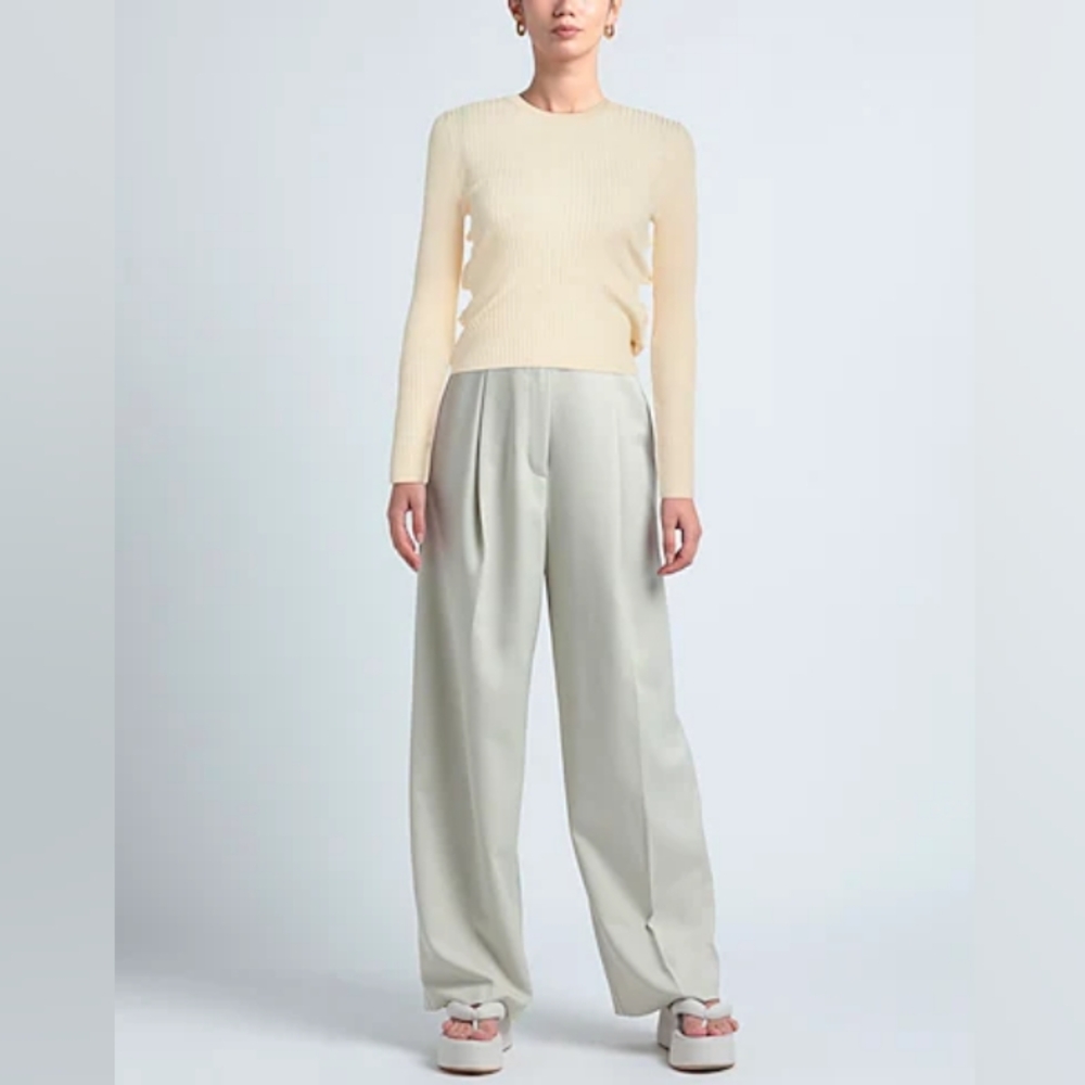 SANDRO Temps Ribbed Wool Blend Padded Shoulder Sweater XS